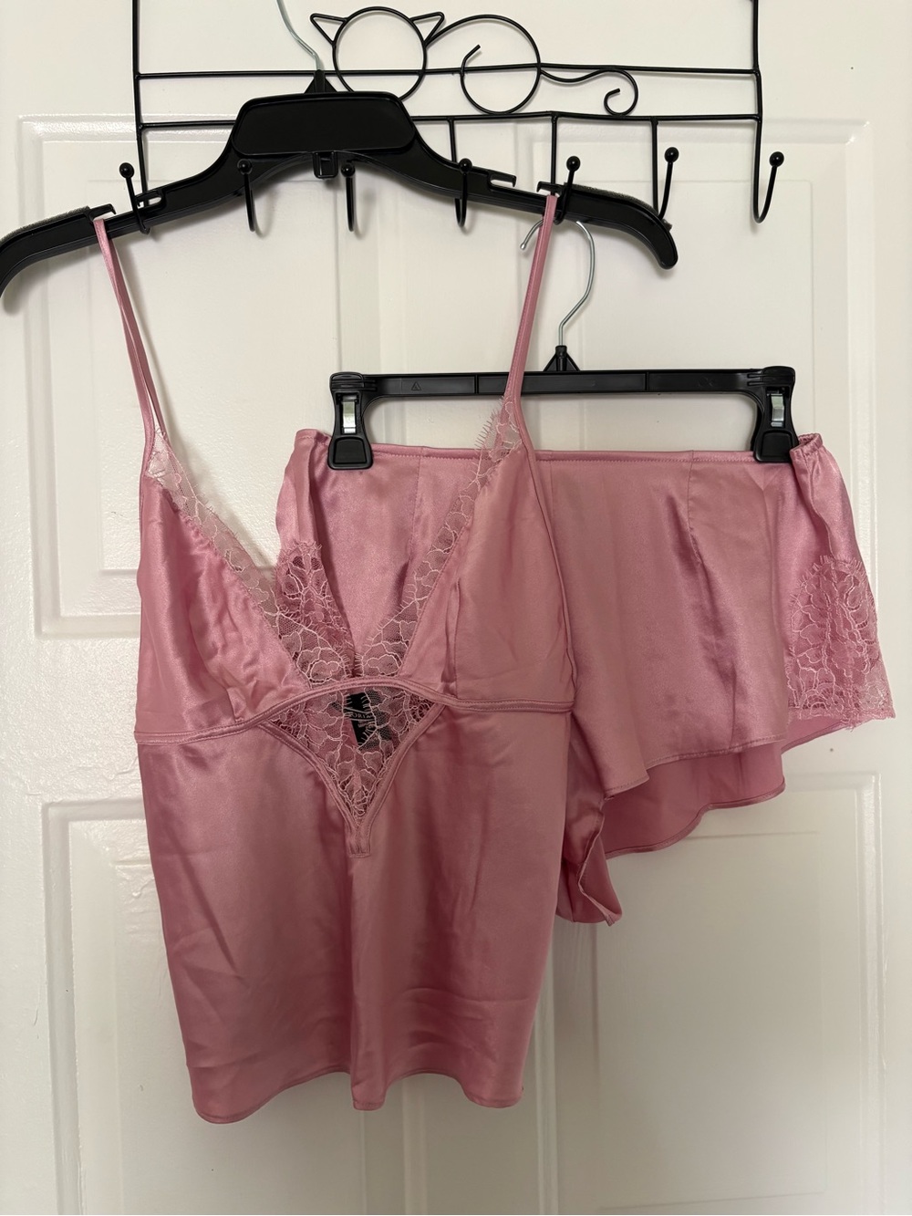 Victoria's Secret Dusty Rose Satin Lace Cami & Shorts Set